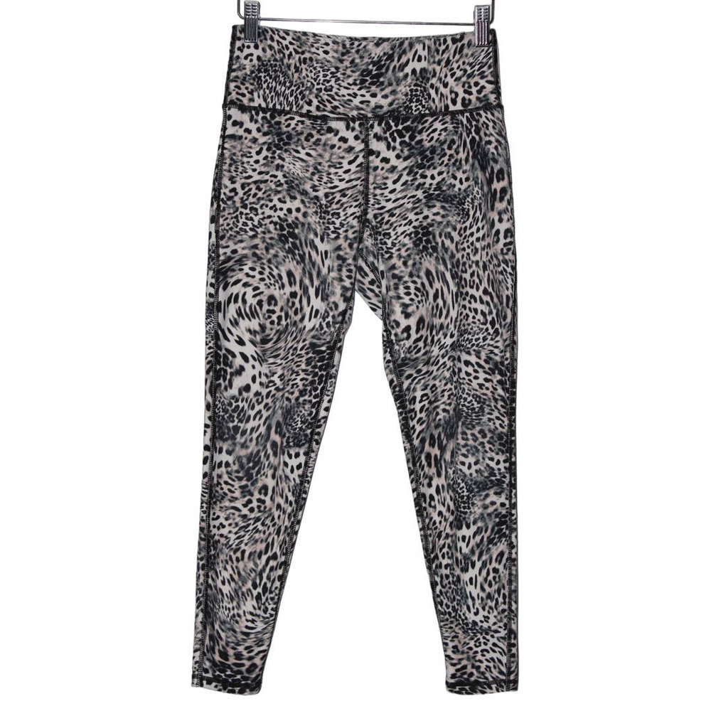 Womens Betsey Johnson Black White Leopard Athletic Cropped Capri Leggings Size S
